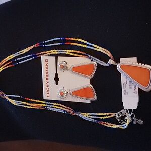 Lucky Brand Chain of Fools Necklace & Earrings Set